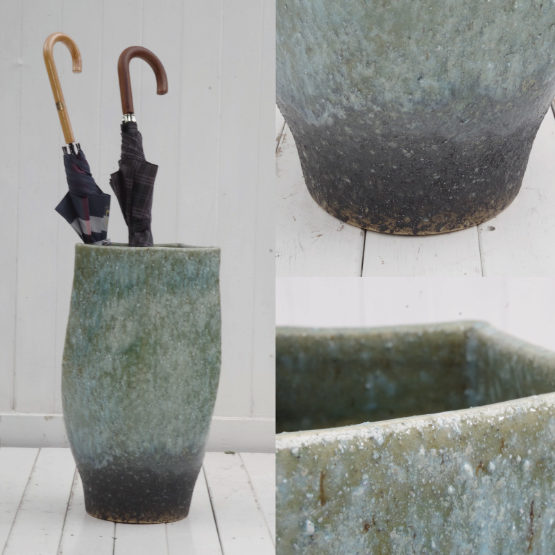 楽天市場】【あす楽対応】傘立て 陶器 信楽焼き 緑窯変五角傘立（W300