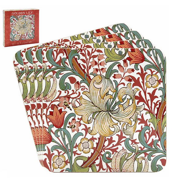 英国 テキスタイルデザイナー ウィリアムモリス 4枚コースターセット