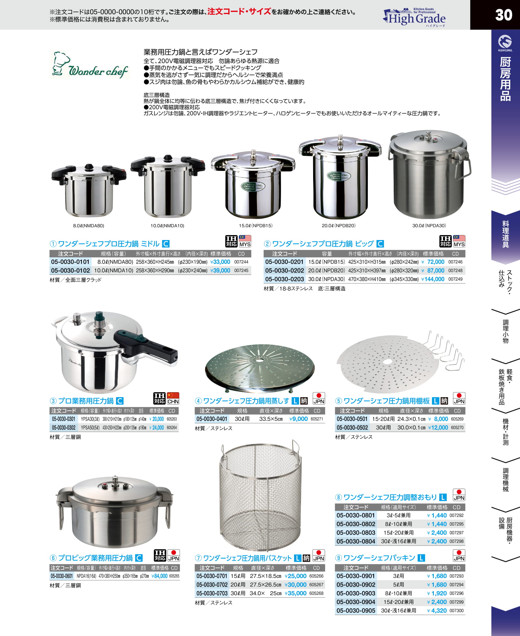 楽天市場】ワンダーシェフプロ 圧力鍋 ビッグ 30L NPDC30 【kmss】 IH