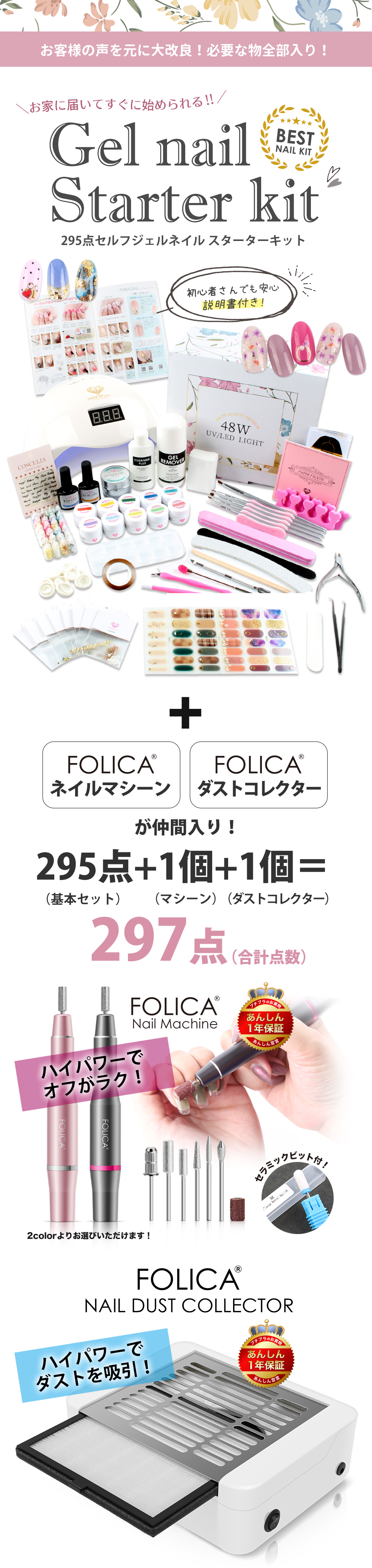 楽天市場】【マシーン＆ダストコレクター付き】297点キット ジェル