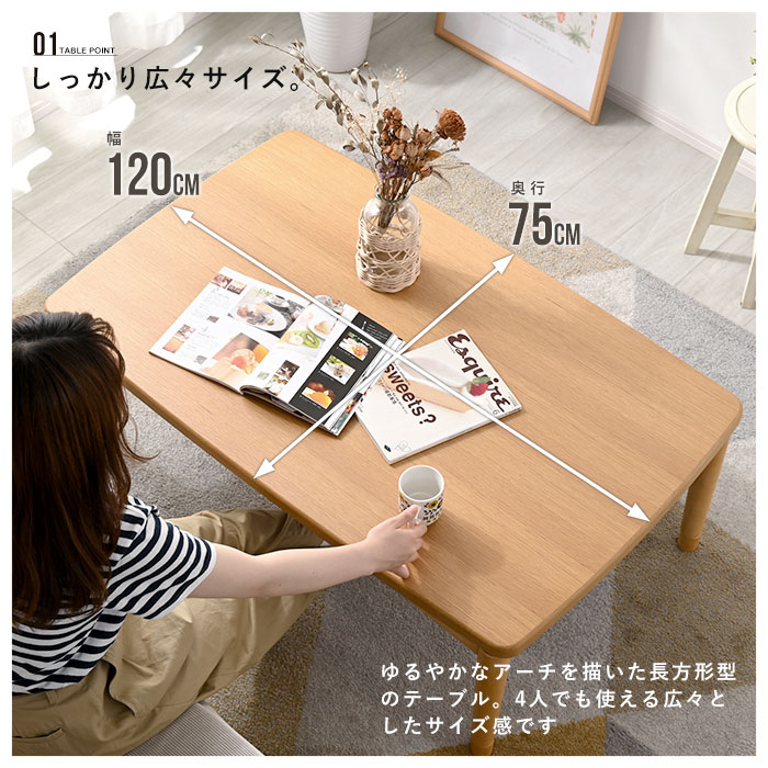 こたつセット リバーシブルデザイン 幅120cm こたつテーブル+こたつ