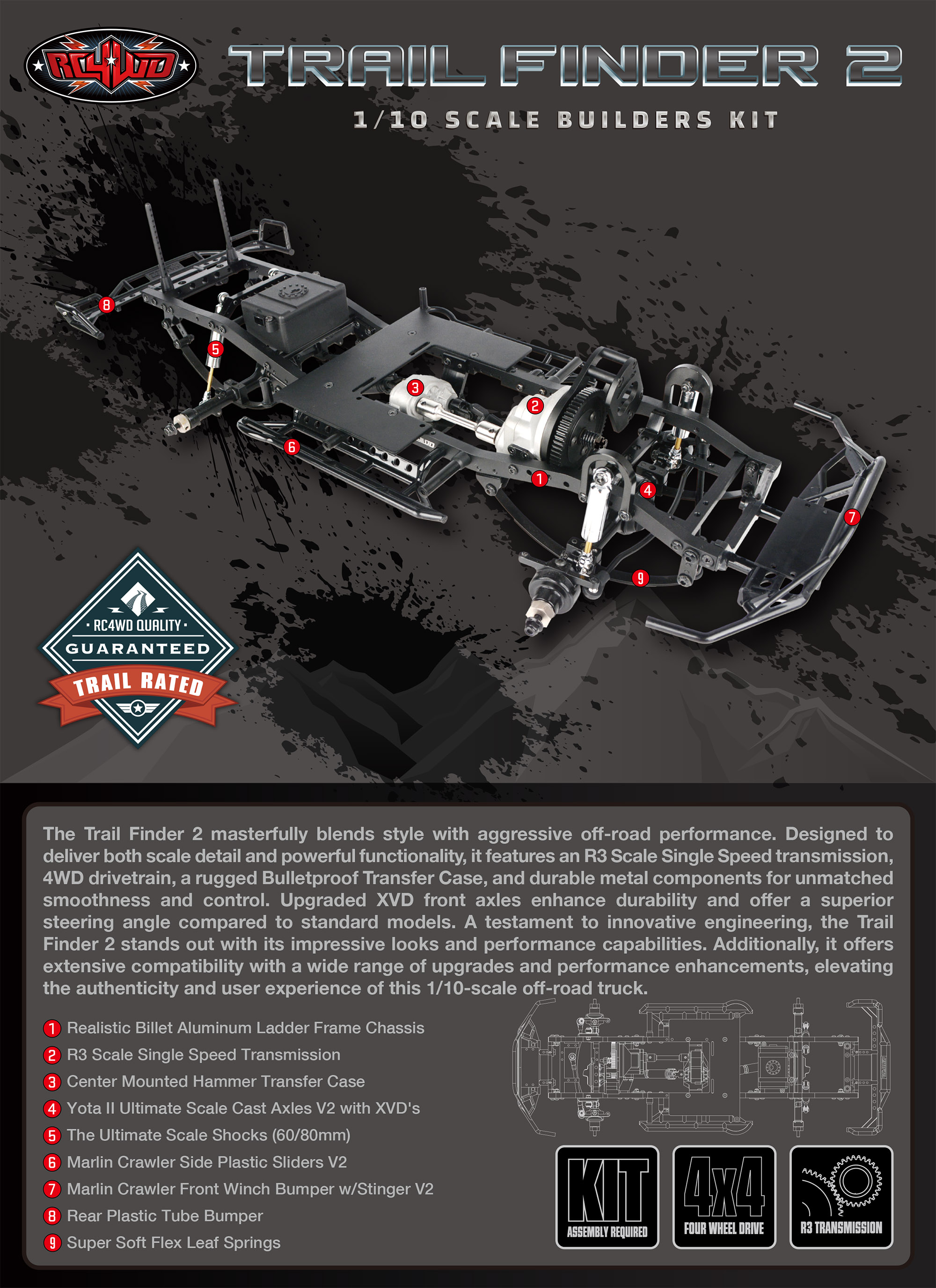RC4WD Trail Finder 2 Truck 1/10 Scale Builders Kit-Z-K0069