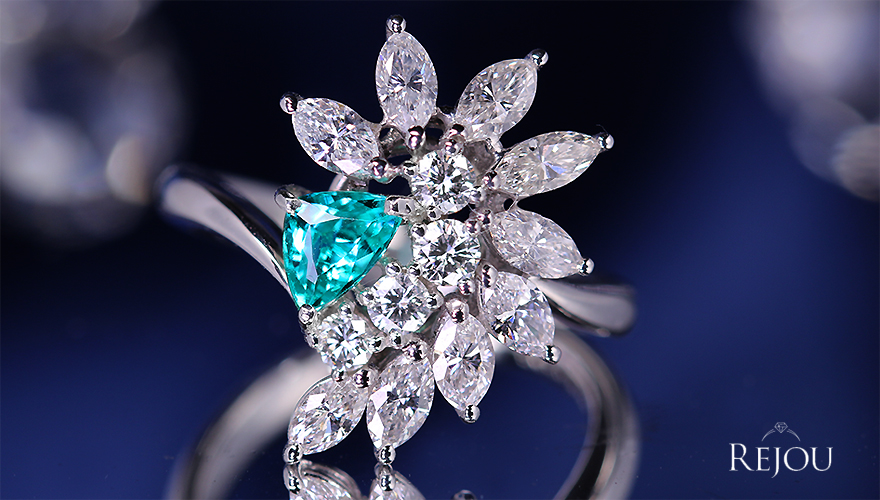 ブラジル産パライバトルマリン 約0.4ct ダイヤモンド 1.2ct プラチナ