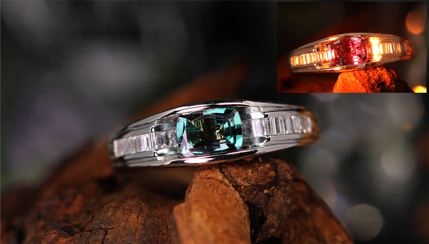 ブラジル産アレキサンドライト 0.5ct ダイヤモンド プラチナ リング