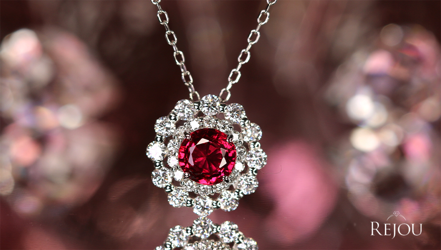 レッドスピネル 0.8ct ダイヤモンド 0.5ct プラチナ ネックレス【品質