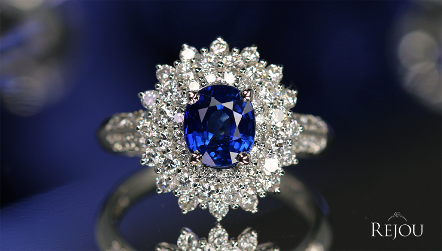 コーンフラワーブルーサファイア 1.3ct ダイヤモンド 1.0ct プラチナ