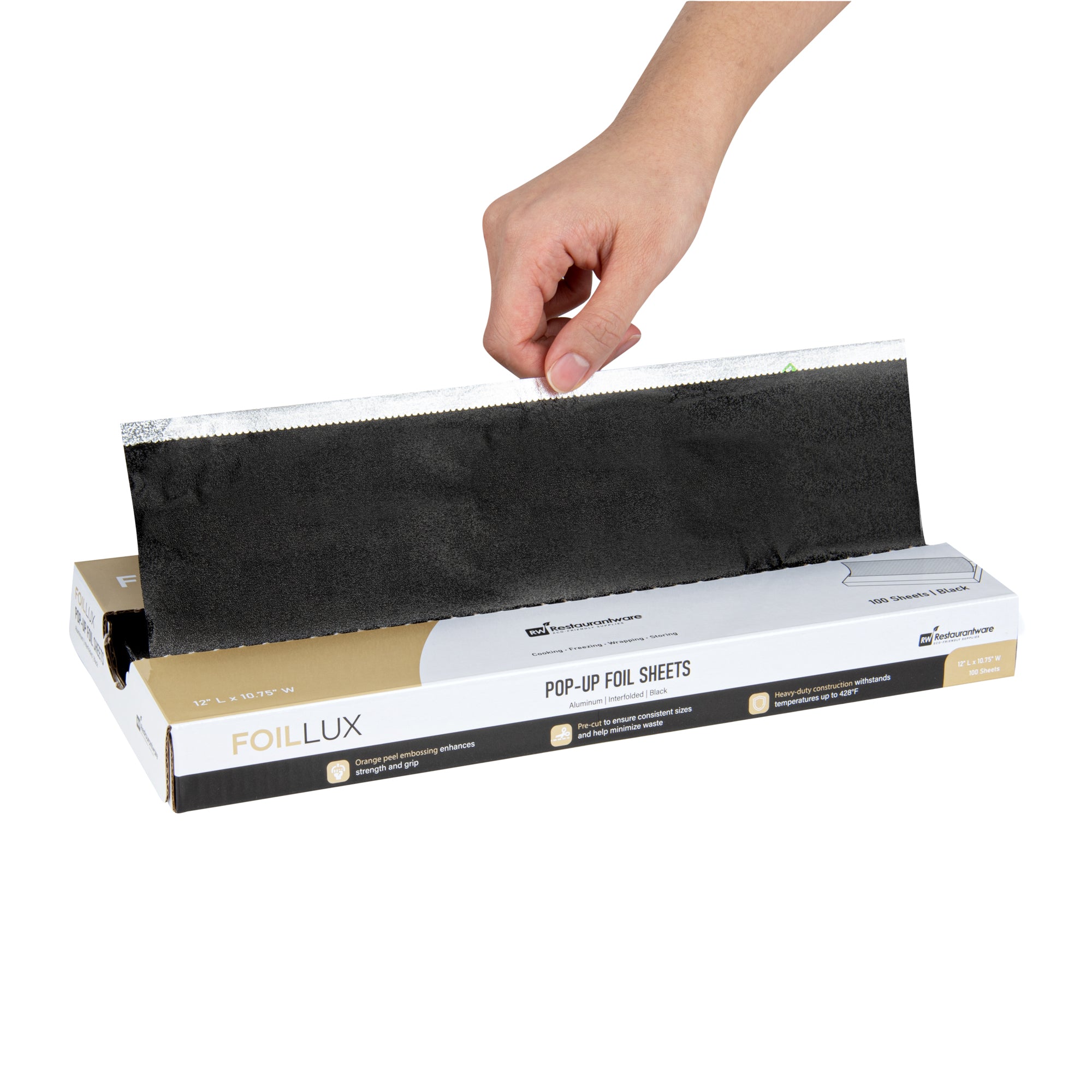 Foil Lux Foodservice Black Aluminum Foil Pop-Up Sheet