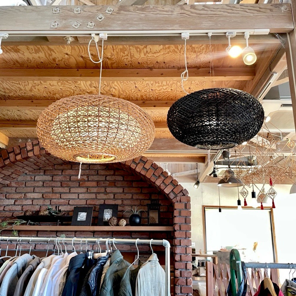 ラタンのペンダントライト 籐 ハンギングランプ 和モダン アジアン