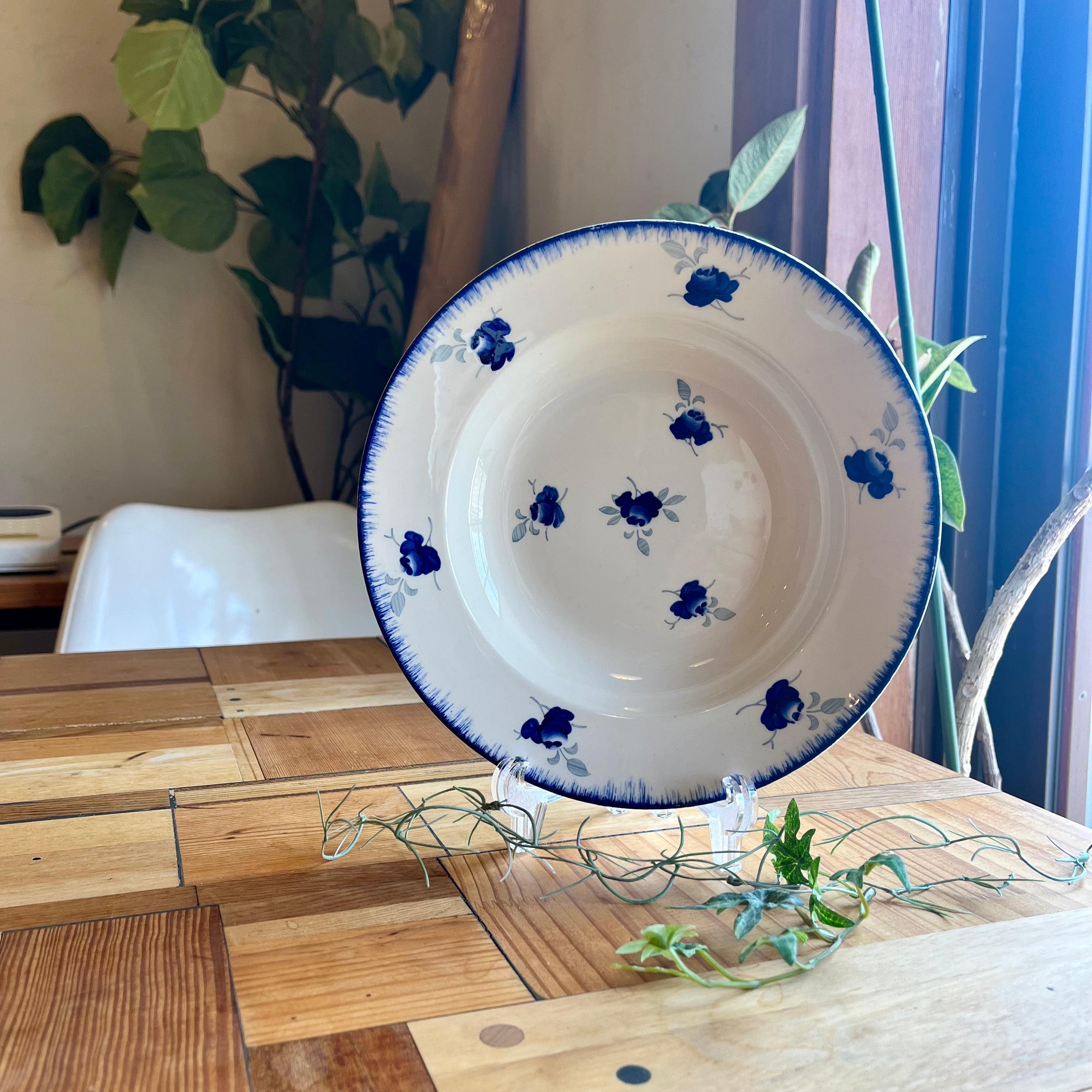 リュネヴィル / Luneville スープ皿 フランス アンティーク 中古 藍色