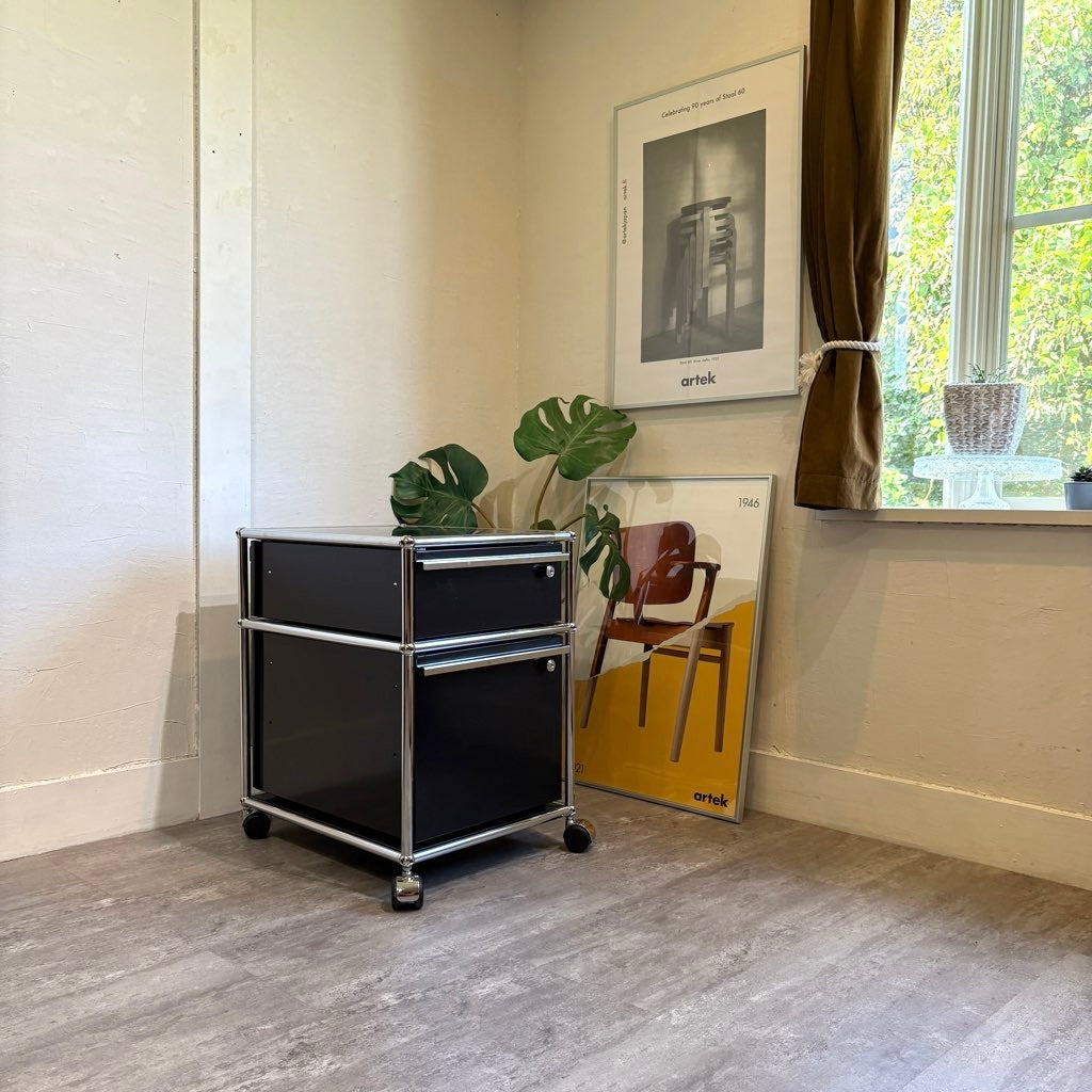 USMハラー / USM Haller ワゴン鍵付きトレイセット 2段 ブラック 中古