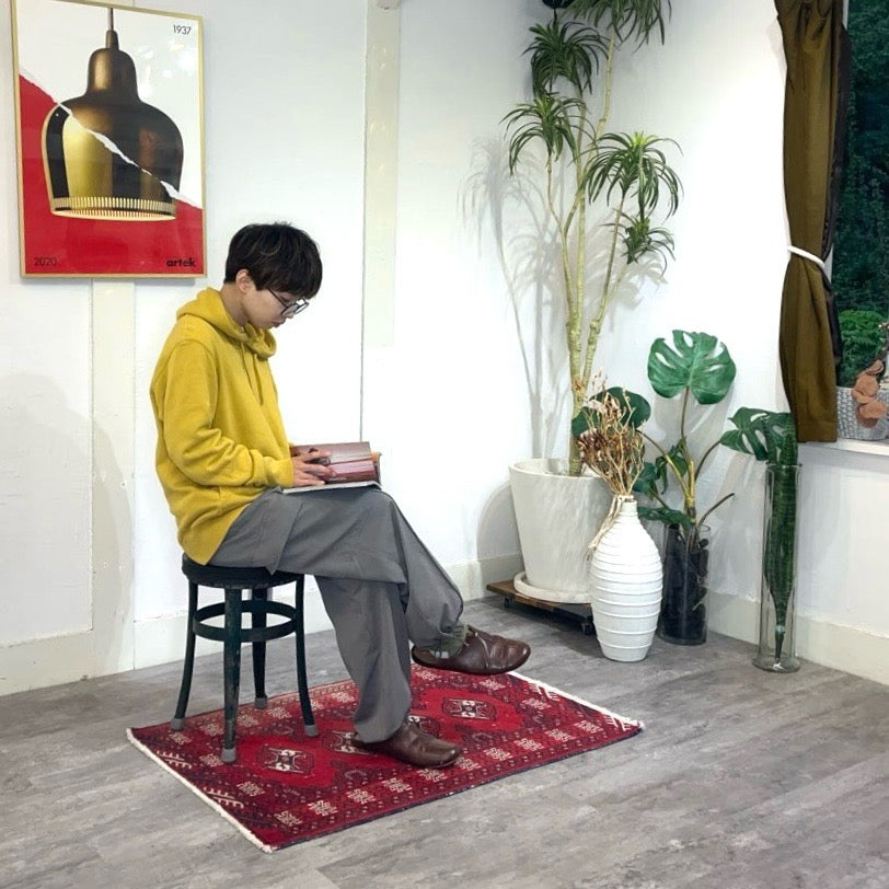 ヴィンテージ ラグ 敷物 ウール 赤 107×71【G】 大人 エレガント