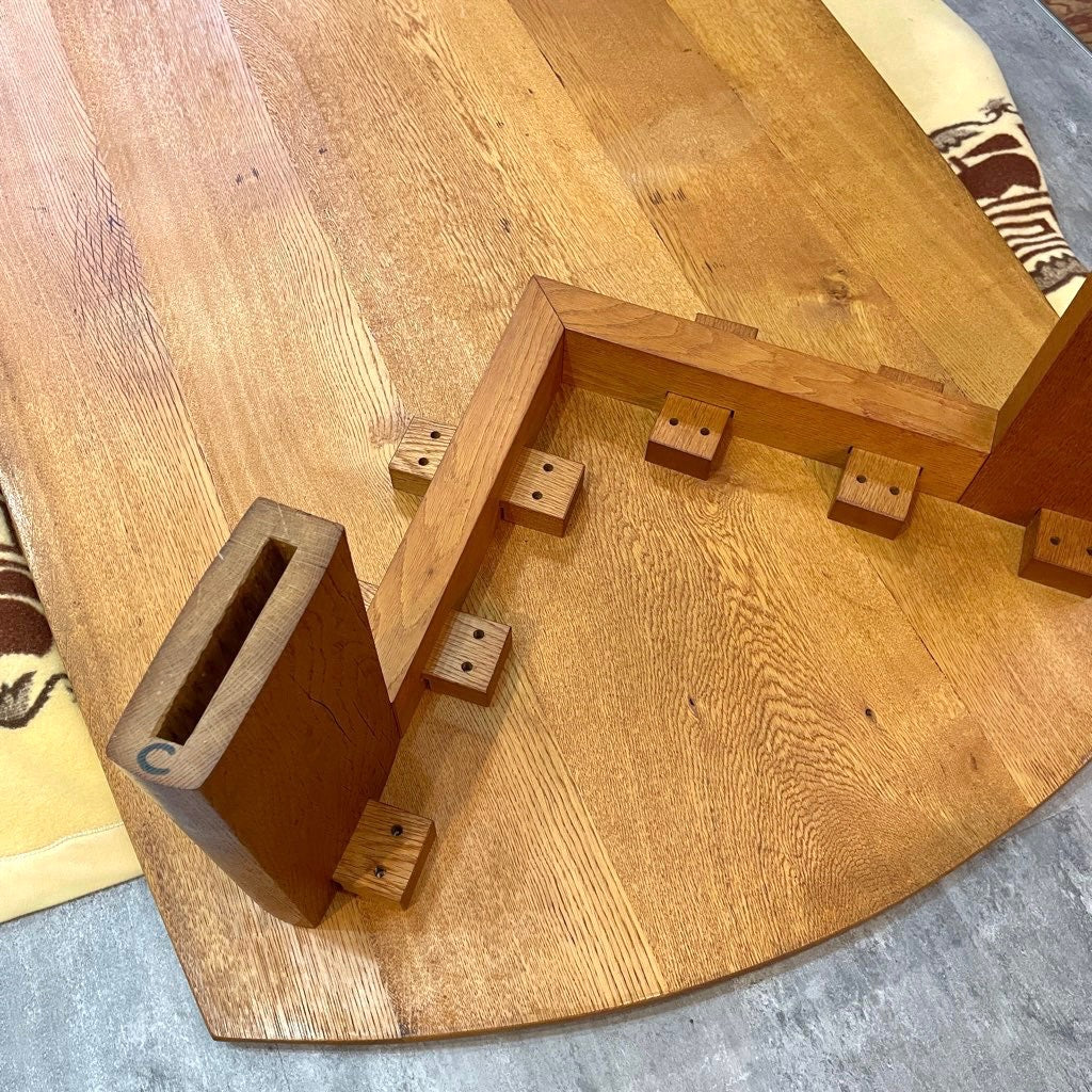 ナラ材ダイニングテーブル ローテーブル 無垢材 木目 2Way 長方形