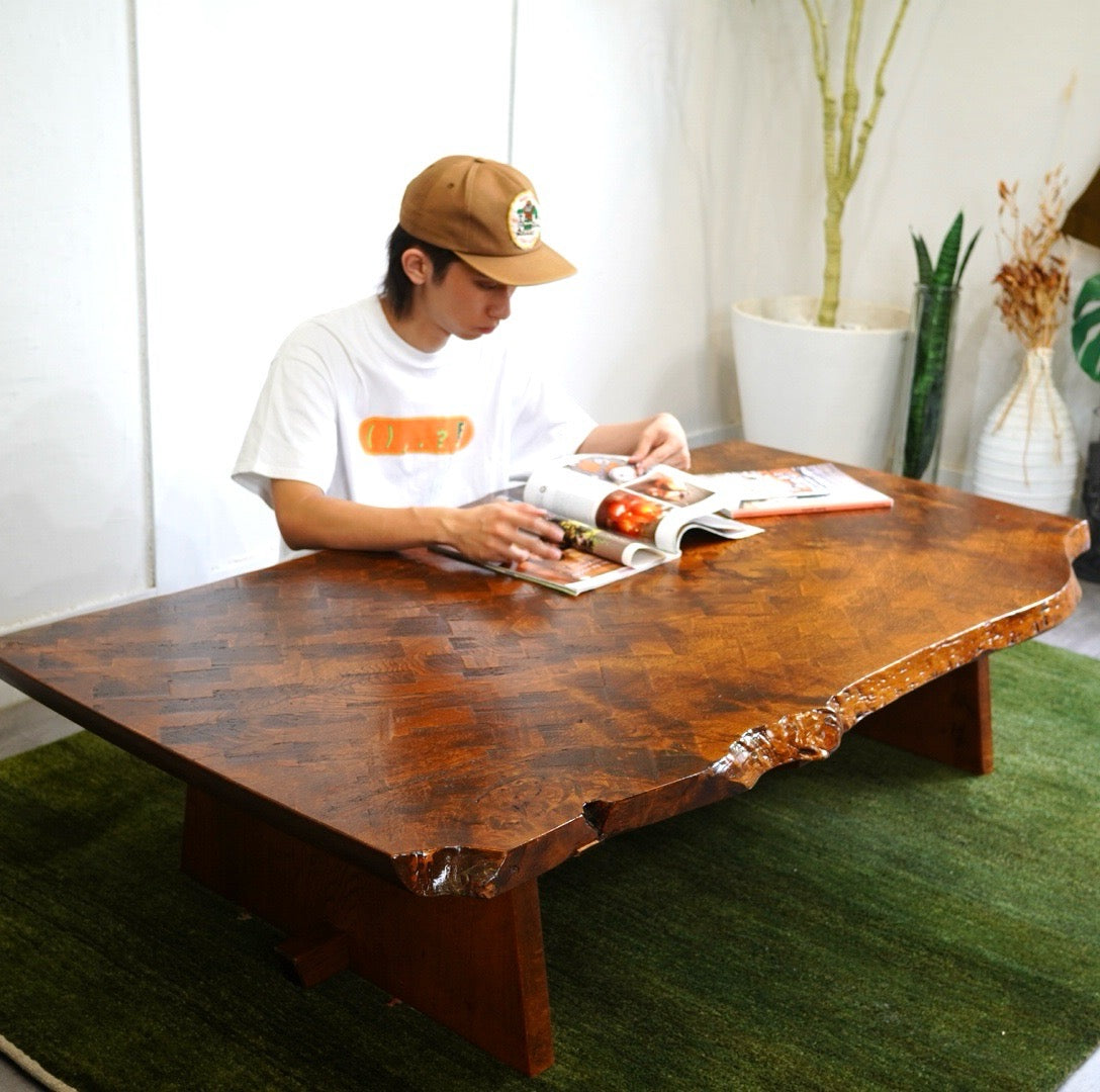 一枚板 ローテーブル 座卓 中古 机 日本 和 モダン