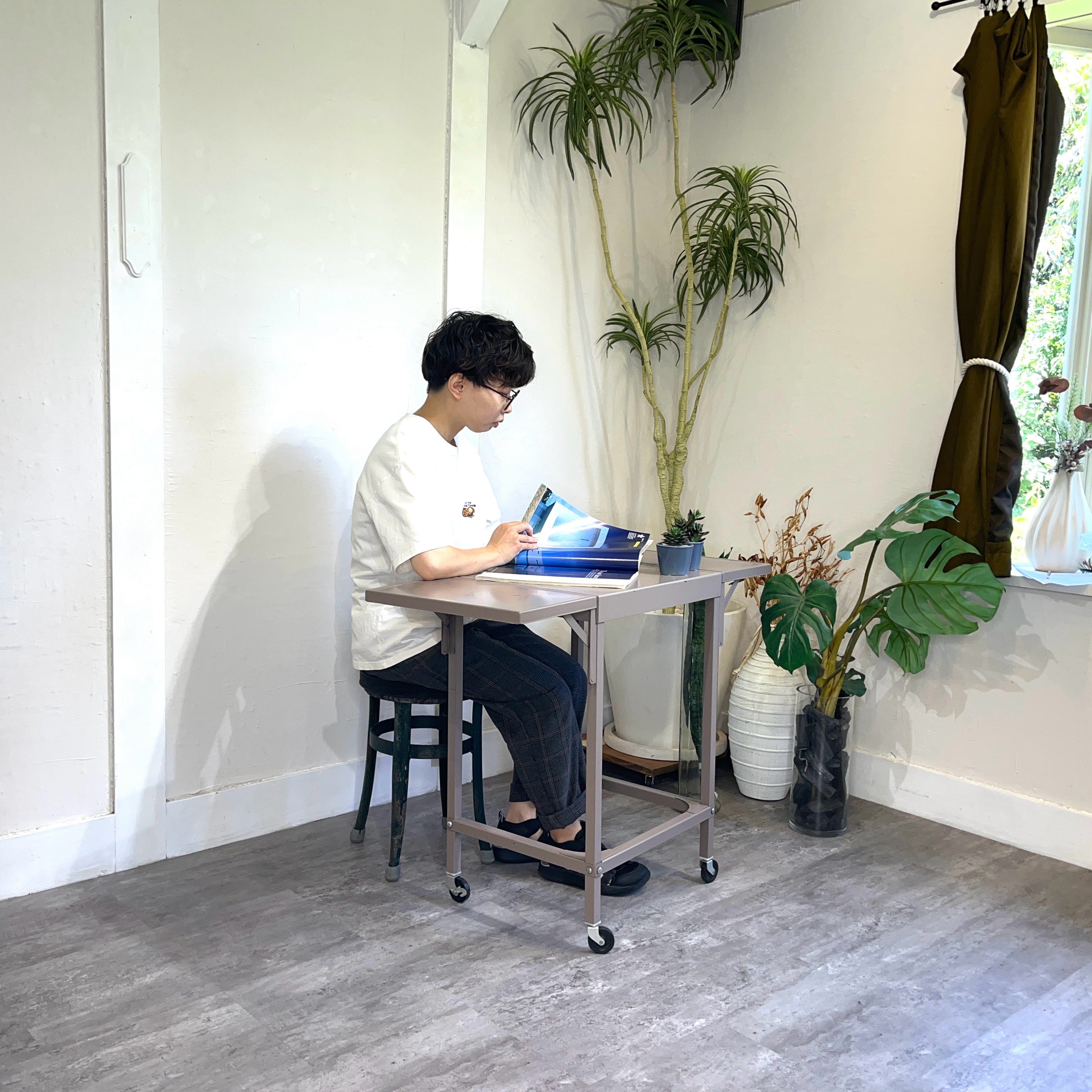 アメリカ製 ヴィンテージ サイドテーブル ワゴン 折り畳み スチール