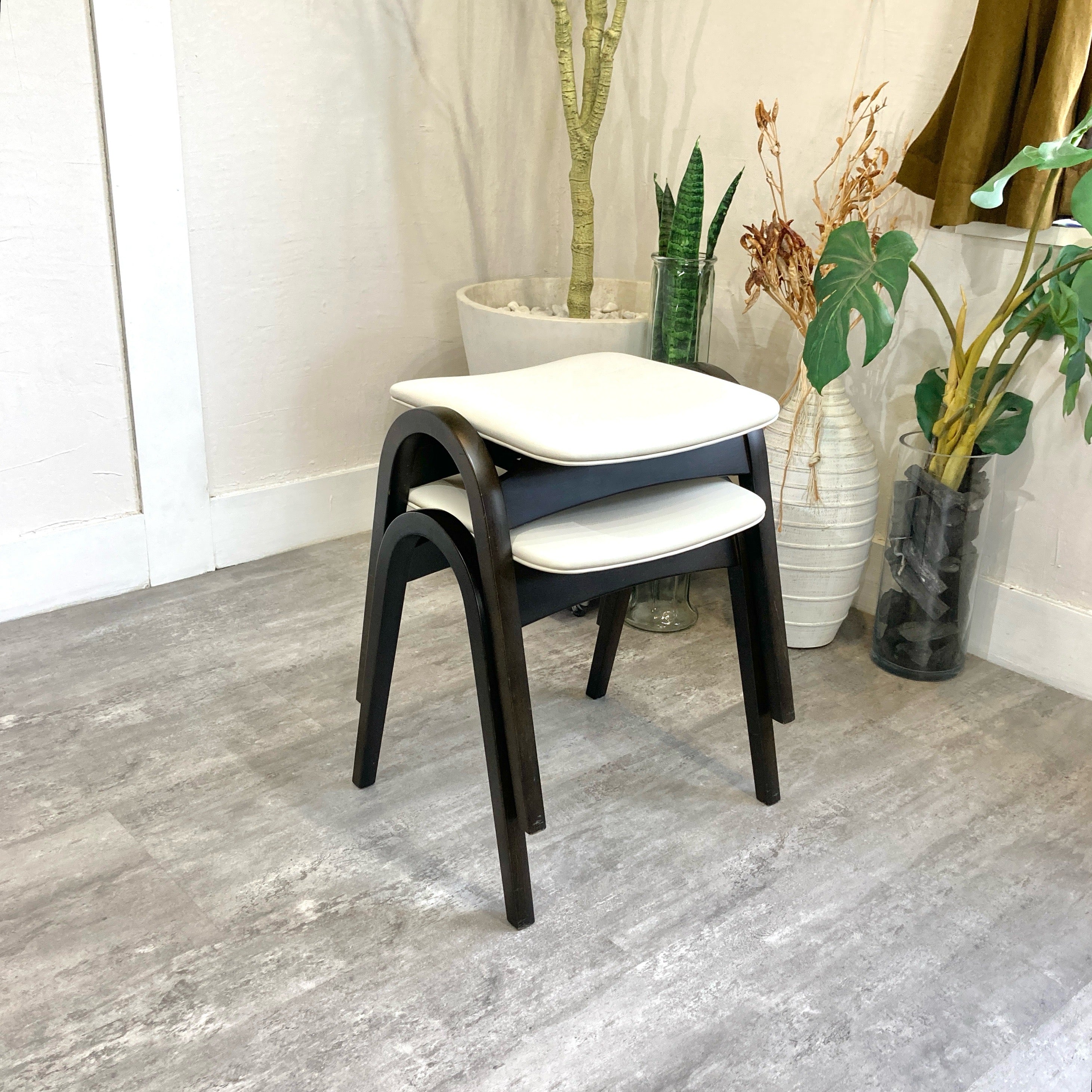 秋田木工 No.202 スタッキングスツール 剣持勇 名作 軽い 白 木