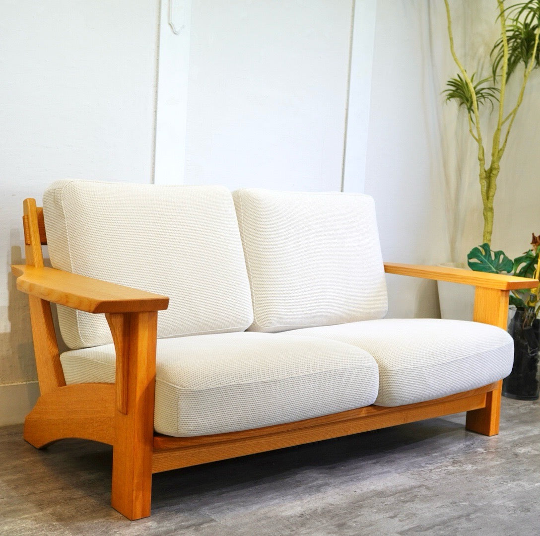 柏木工 / KASHIWA 杜シリーズ 2人掛けソファ オーク材 中古