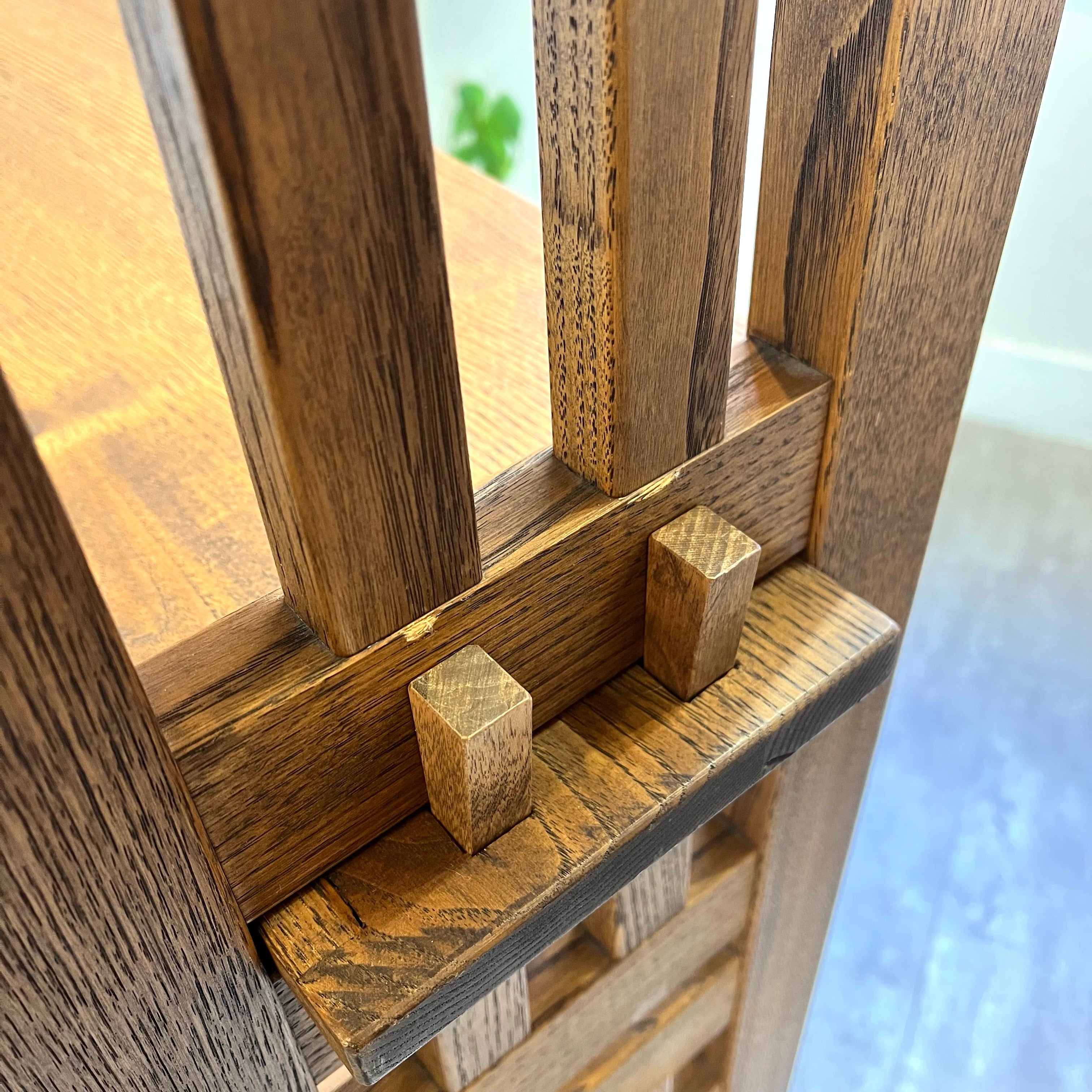 ナラ無垢材 楔式本棚 シェルフ キャビネット 中古 レトロ 160㎝ 木