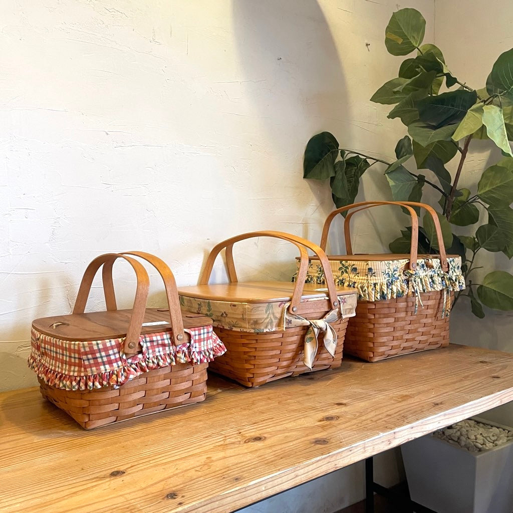 ロンガバーガー/Longaberger バスケット大【3】 蓋付きかご カントリー