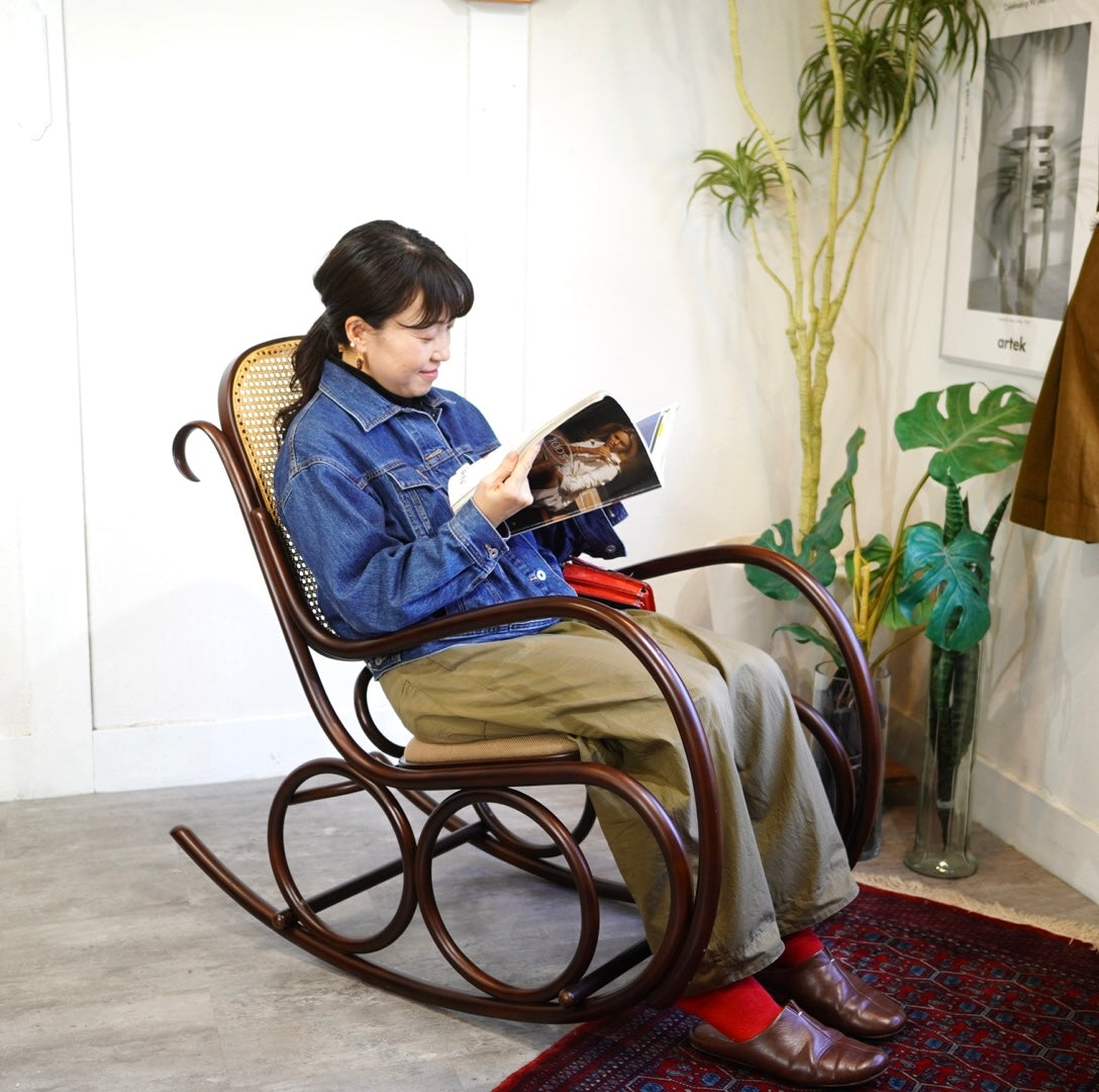 秋田木工 ベントウッド ロッキングチェア 曲木 籐編み 安寧椅子 中古