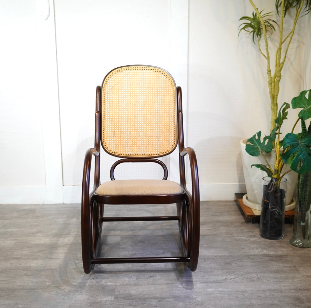 秋田木工 ベントウッド ロッキングチェア 曲木 籐編み 安寧椅子 中古