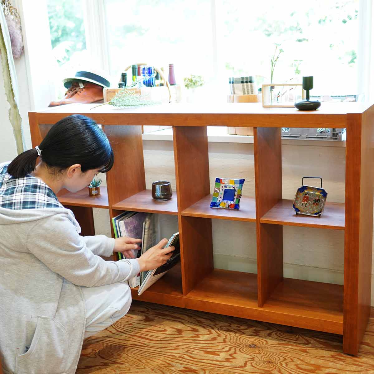 オープンラック オープンシェルフ チェリー材 飾り棚 収納