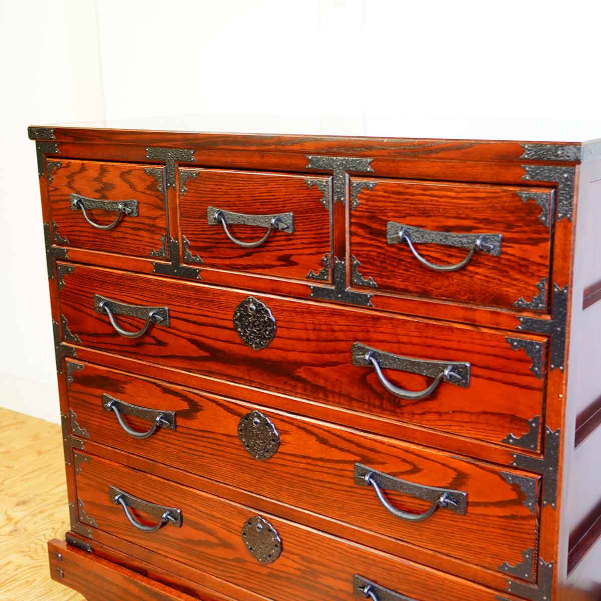 車箪笥 和家具 4段 中古 日本 伝統 渋い 工芸 鍵付き japanese