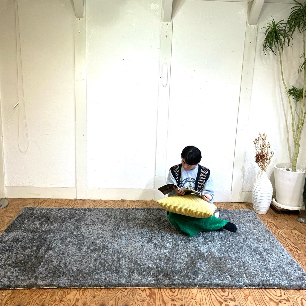 フクラ / HUKLA マルチシャギーラグ ライトグレー 展示品 中古 ラグ 毛