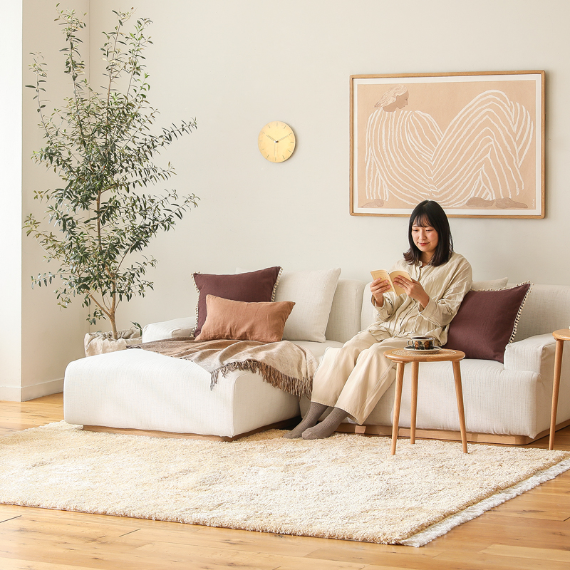 洗える 高密度ボリュームラグマット LUCE Natural ｜家具・インテリア