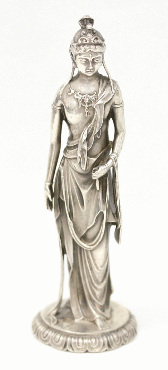 高村光雲 聖観世音菩薩 観音菩薩 仏像 菩薩 純銀 銀 - リサイクル