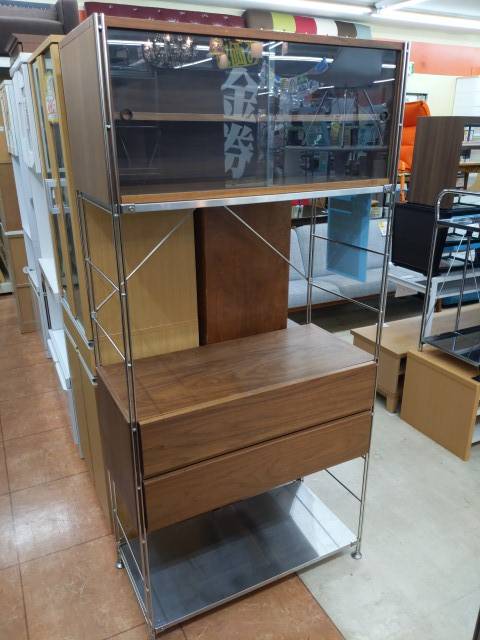 無印良品 MUJI ステンレスユニットシェルフ オーク材 カップボード