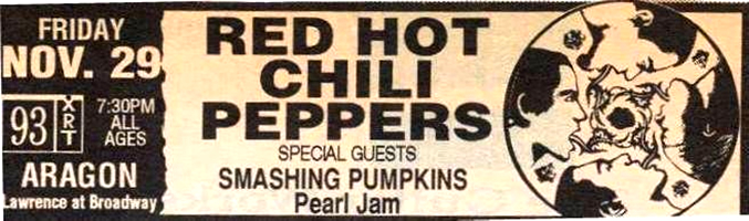 November 29, 1991 · Aragon Ballroom, Chicago, IL · RHCP Live Archive