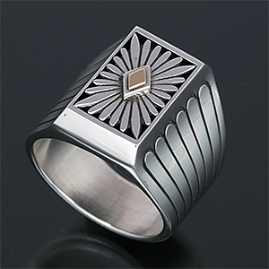 ナバホ族 Howard Nelson 14K サンバースト ボックス リング 22号