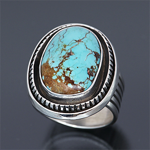 ナバホ族 Leonard Nez ナンバーエイト シャドーボックス リング 15号