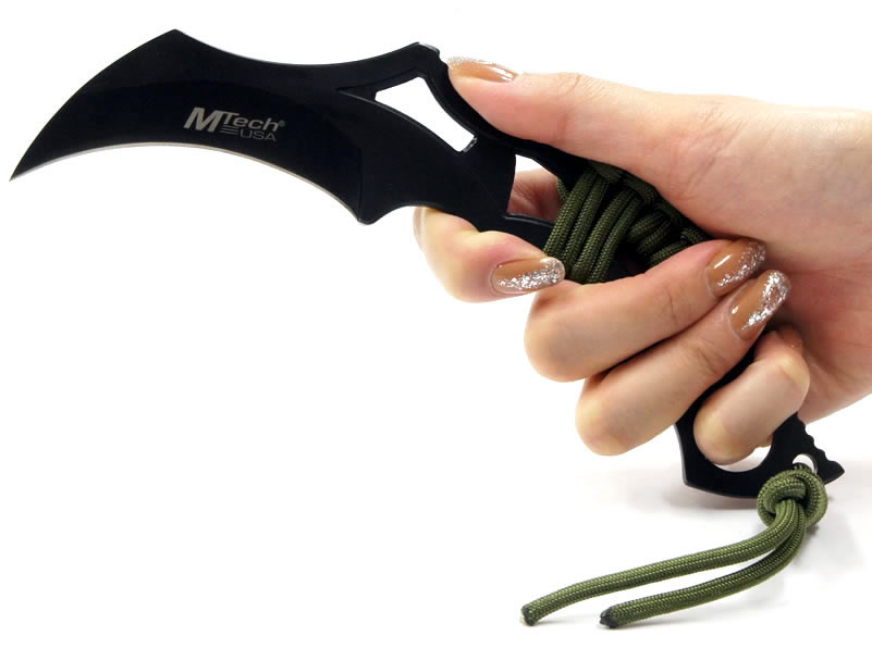 タクティカルパラコード巻きカランビットナイフ ブラック・ナイフ