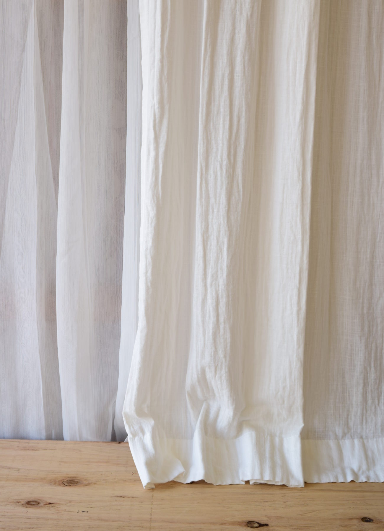 ダブルガーゼ リノ コトン ホワイト】 ノンプリーツカーテン コットン100％