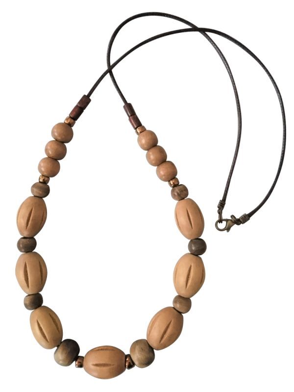 送料無料】【ワックスコードネックレス】◇flower storm◇大きめ樽型