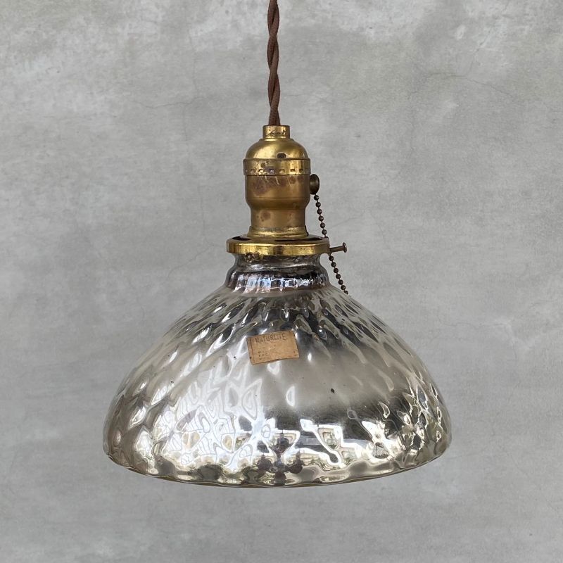 VINTAGE ANTIQUE MERCURY GLASS SHADE HUBBELL ヴィンテージ