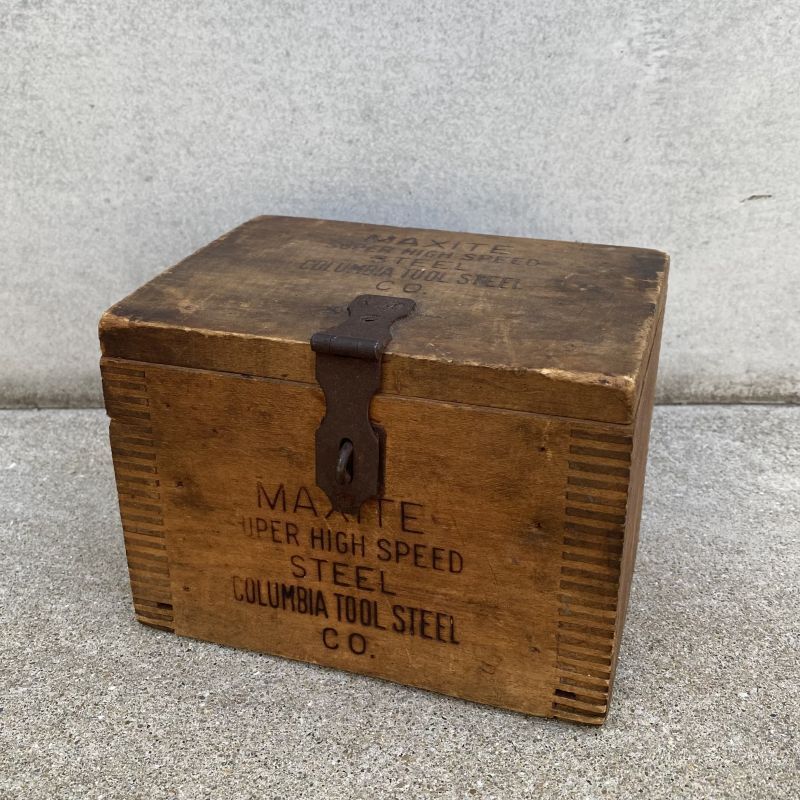 VINTAGE ANTIQUE COLUMBIA TOOL STEEL CO. WOODEN BOX ヴィンテージ