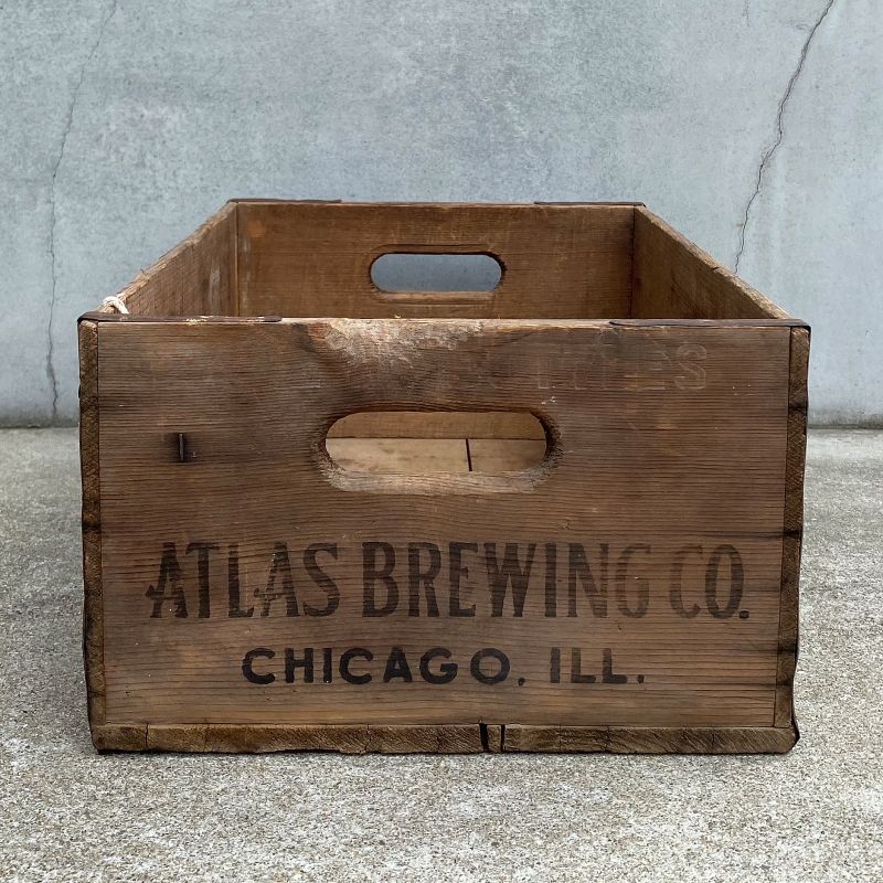 VINTAGE ANTIQUE ATLAS BREWING CO. WOOD CRATE WOOD BOX ヴィンテージ