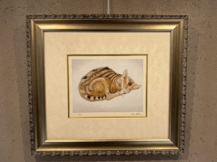 藤田 嗣治『眠る猫』 ｜骨董品買取 緑和堂