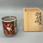 五代 佐藤走波『染錦鷺絵 ゆのみ』 ｜骨董品買取 緑和堂