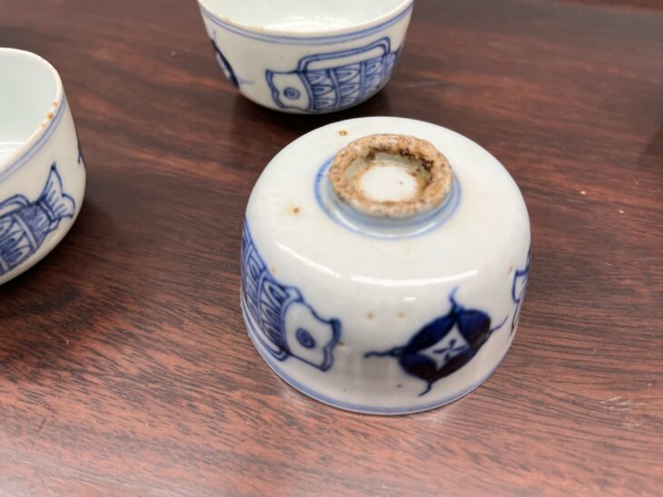 中国 明末時代 南京 鯉図煎茶椀 五客揃 ｜骨董品買取 緑和堂