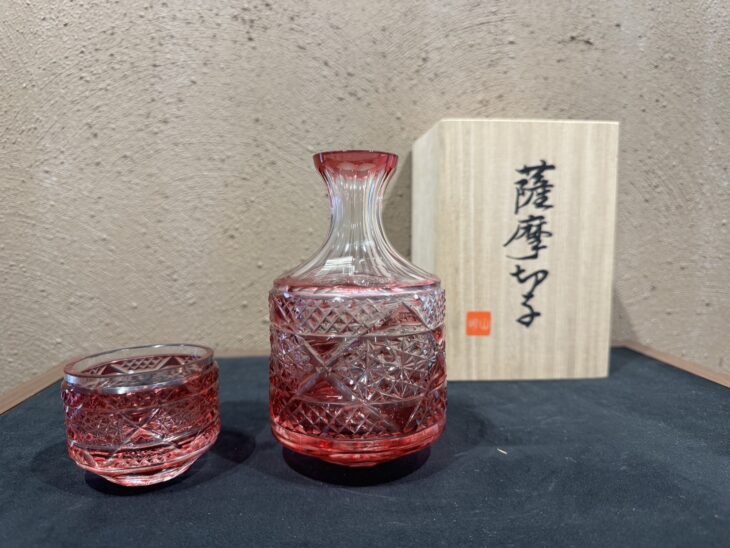 薩摩切子 『徳利 ぐい吞み セット』 ｜骨董品買取 緑和堂