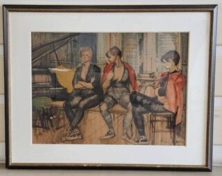 小磯 良平 作 『踊り子達 油彩画』 ｜骨董品買取 緑和堂