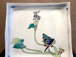 武腰潤 『色絵川蝉文盛器』 ｜骨董品買取 緑和堂