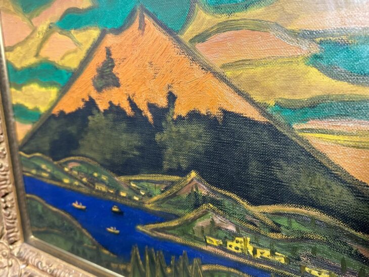 田崎広助 『箱根朱富士』 ｜骨董品買取 緑和堂