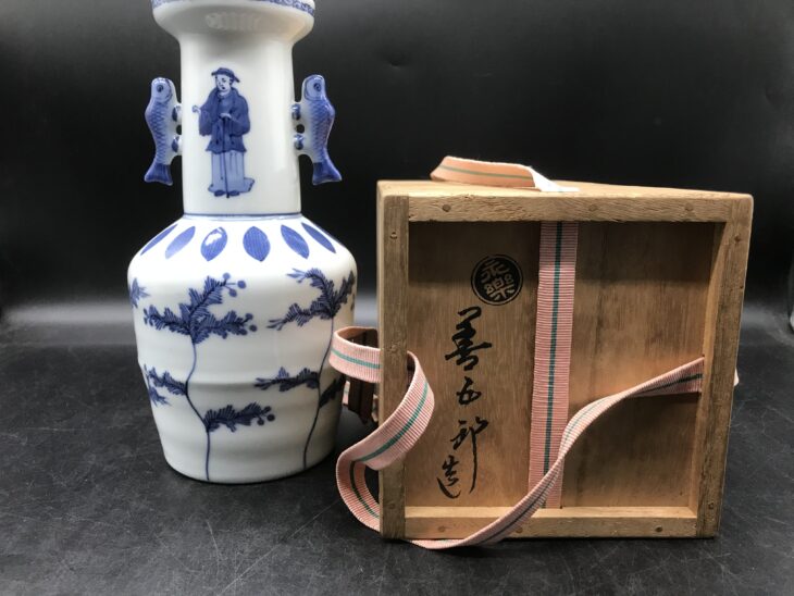 十六代 永楽善五郎 作 『染付高砂花入』 ｜骨董品買取 緑和堂