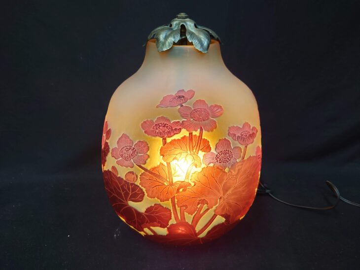 エミール・ガレ 『ツワブキ文花瓶』 ｜骨董品買取 緑和堂