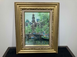 小田切 訓 作 『油彩 運河 絵画』 ｜骨董品買取 緑和堂