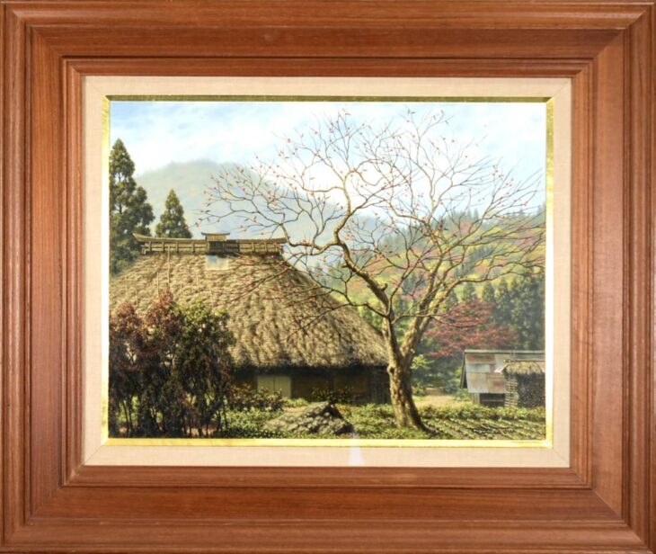 遠藤昭吾 作 『柿の木のある家』 買取価格相場｜骨董品買取 緑和堂